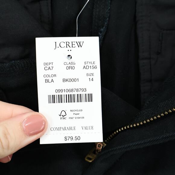 NWT J.Crew Factory High-Rise Straight Leg Girlfriend Chino Pant In Black Size 14 - Picture 8 of 8